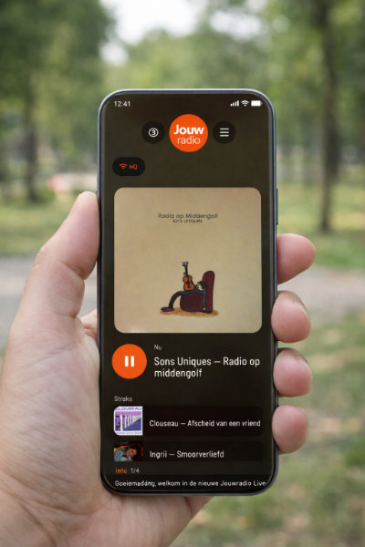 Jouwradio app op smartphone